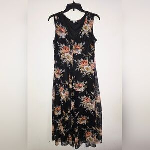 Like New Tash+Sophie Elegent Floral Black Mesh Dress, Size L